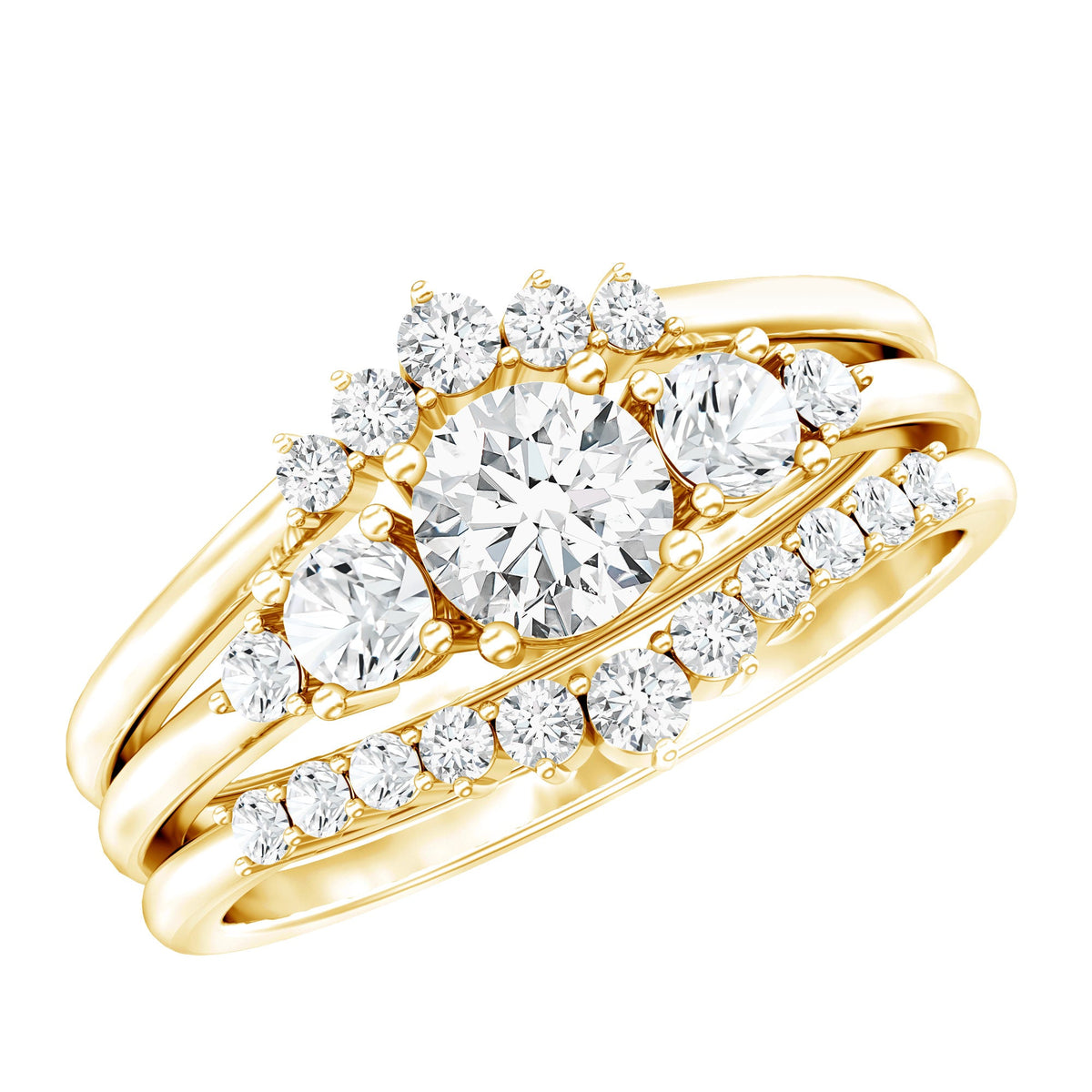 Certified Moissanite Trio Bridal Ring Set