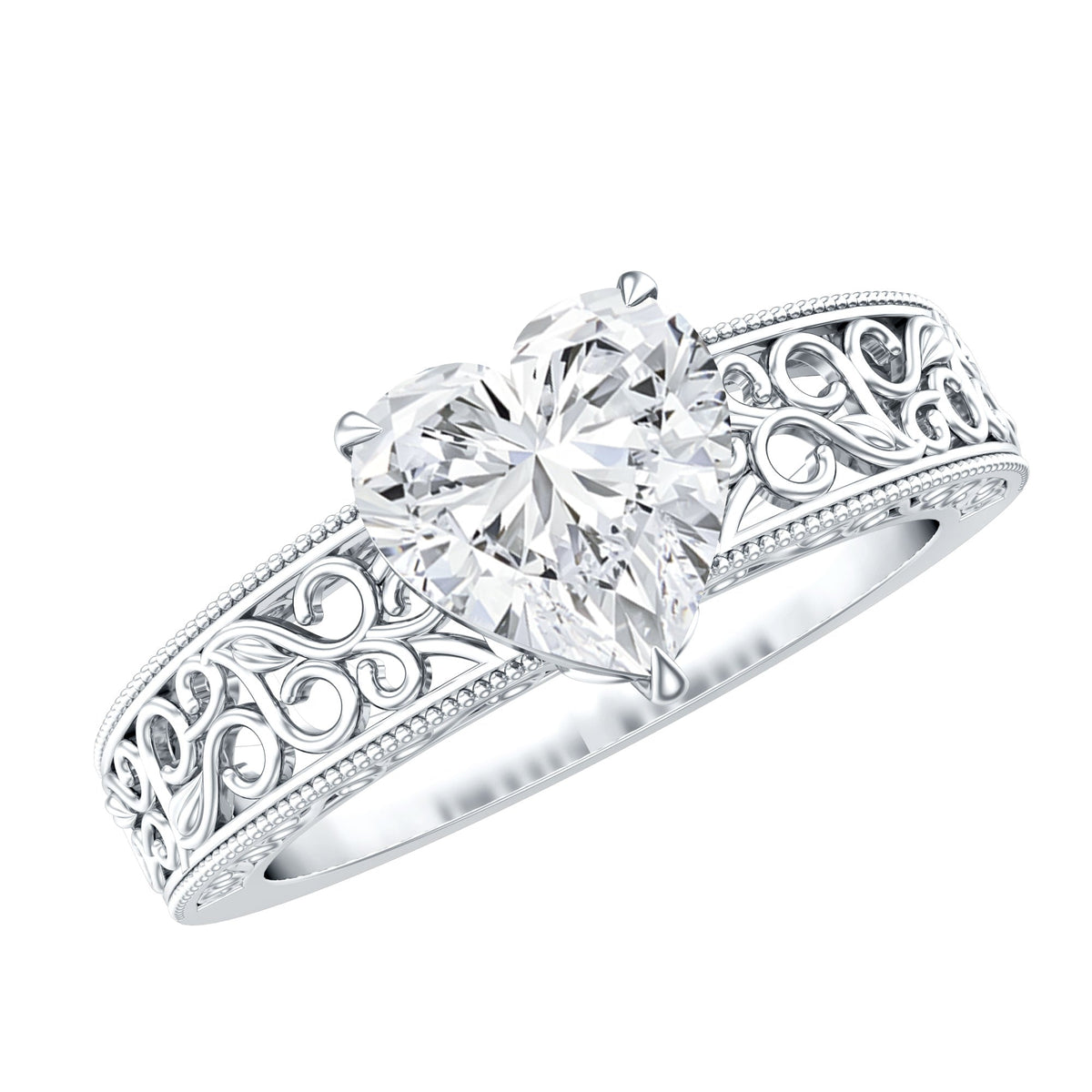 2 Carat Lab Grown Diamond Heart Engagement Ring