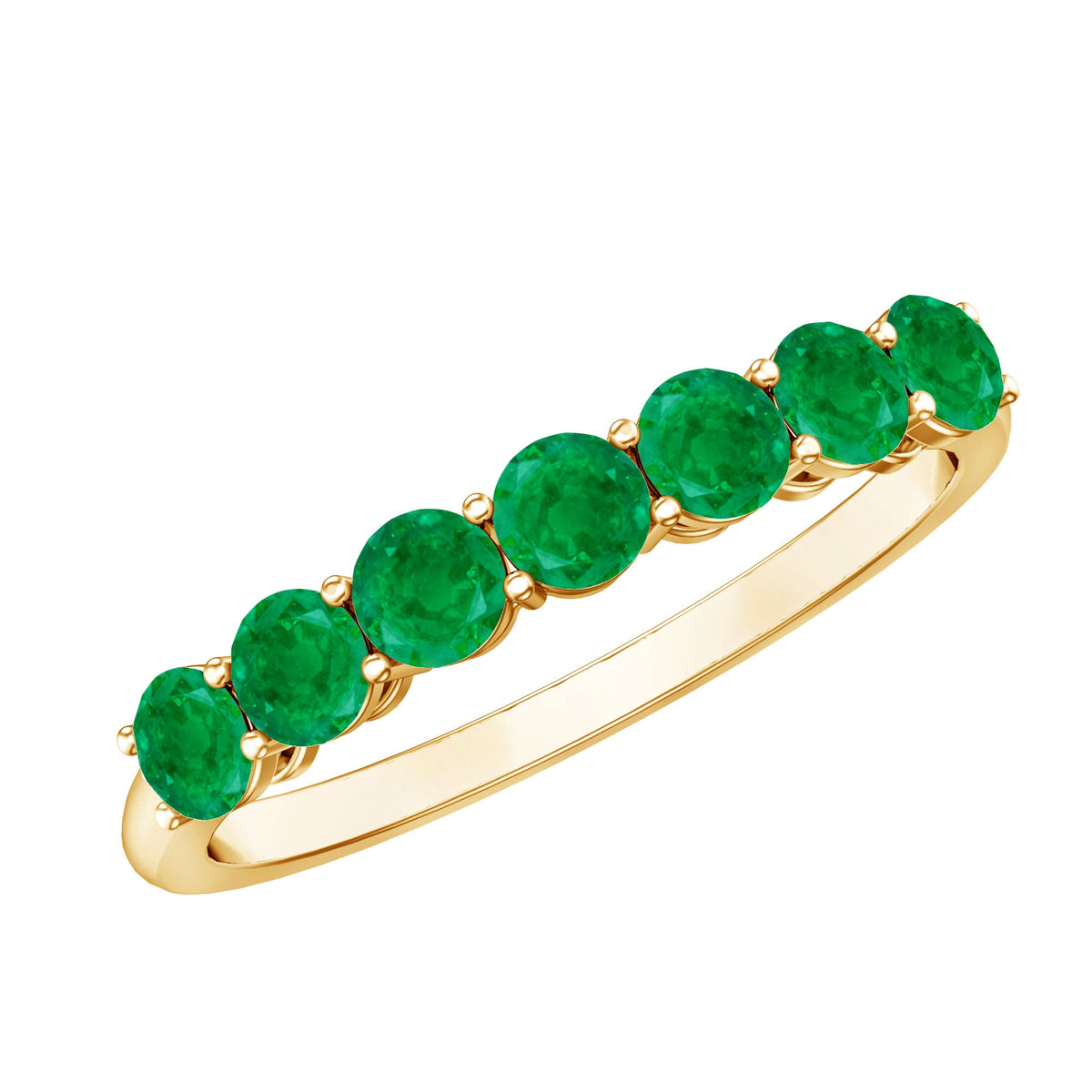 Certified 7 Stone Emerald Half Eternity Band for Women