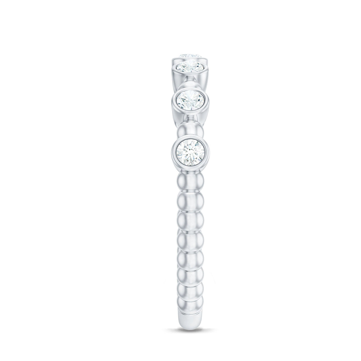 Real Diamond Stackable Eternity Ring with Beaded Details