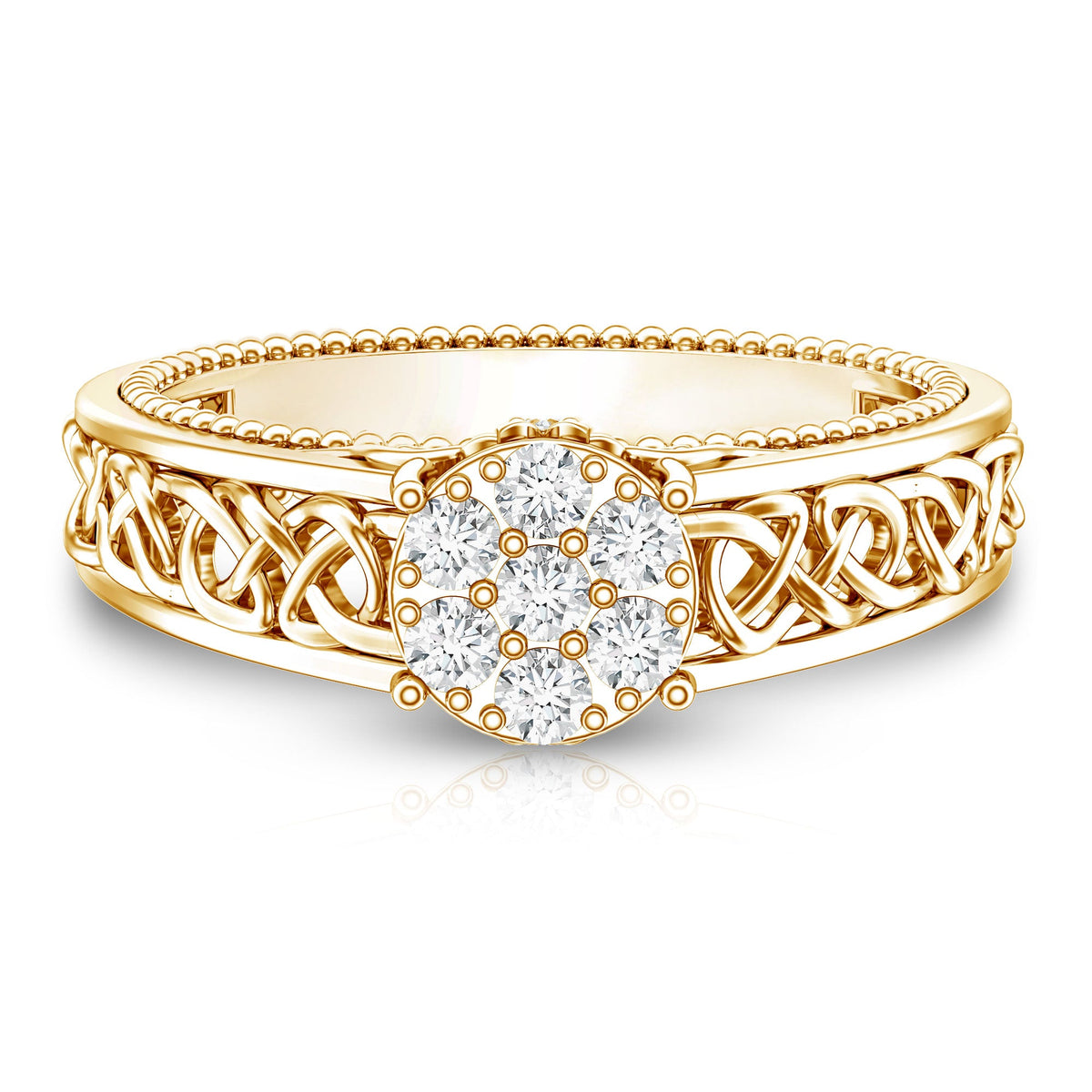 Illusion Real Diamond Celtic Knot Band Ring for Women