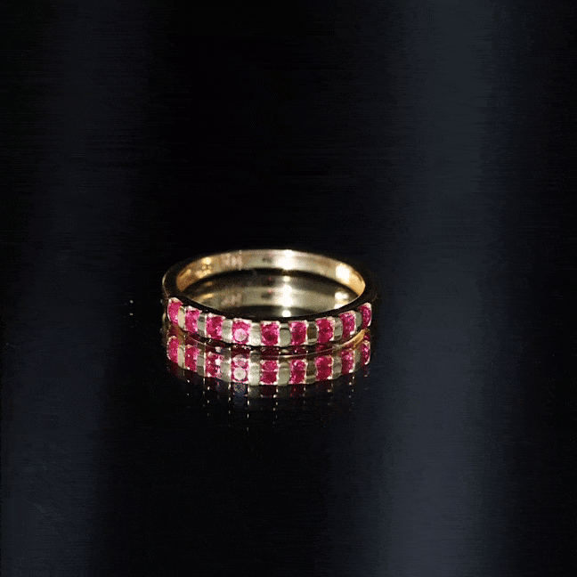 0.5 Carat Natural Round Ruby Half Eternity Band Ring