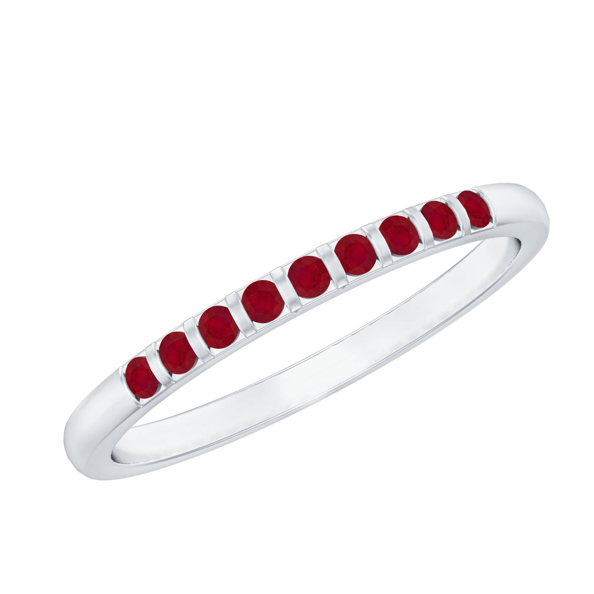 0.5 Carat Natural Round Ruby Half Eternity Band Ring
