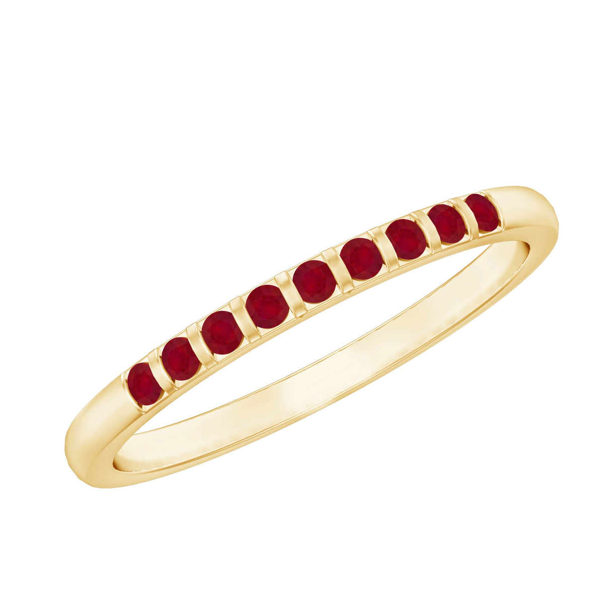 0.5 Carat Natural Round Ruby Half Eternity Band Ring