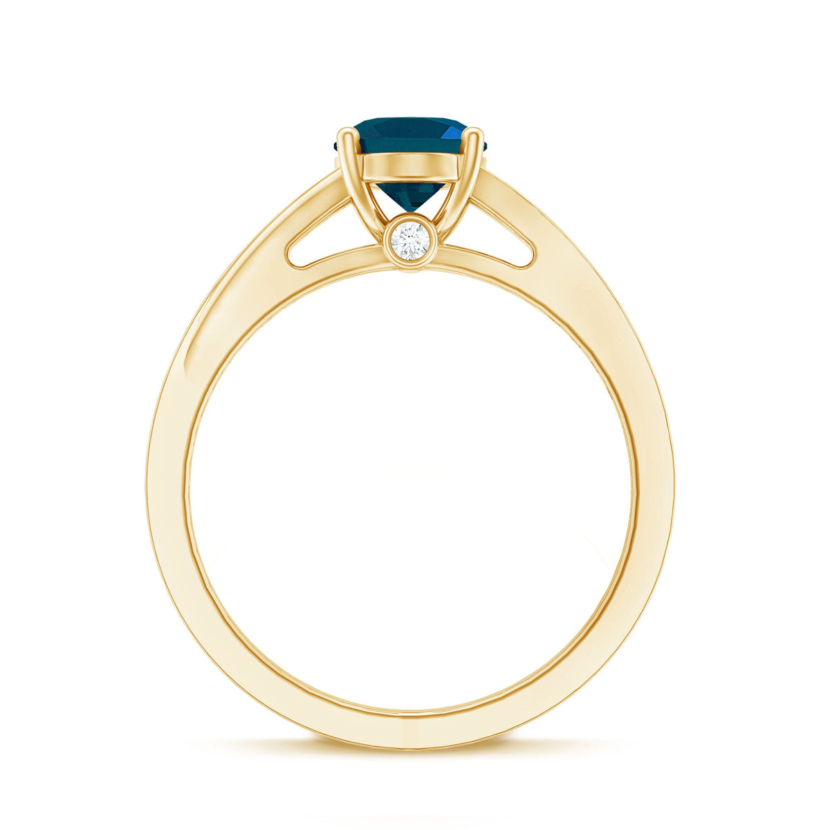 1 Carat Oval Cut London Blue Topaz Engagement Ring with Diamond Split Shank