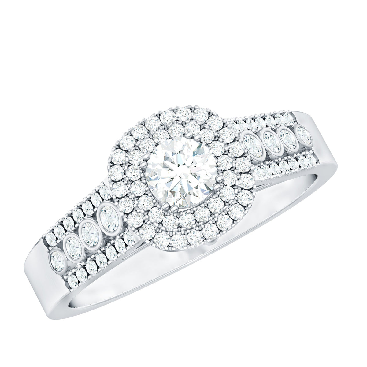 Certified Diamond Halo Engagement Ring For Women
