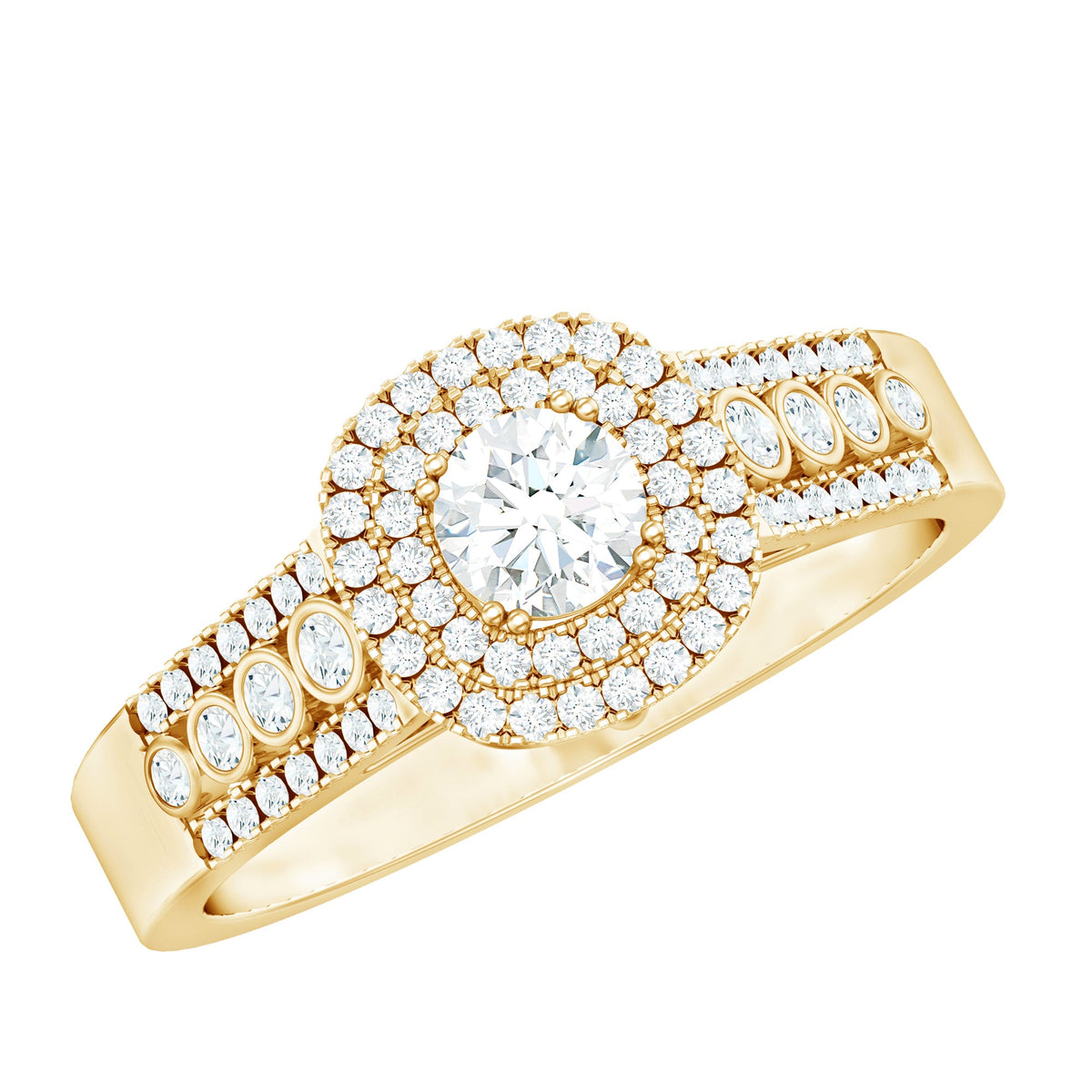Certified Diamond Halo Engagement Ring For Women