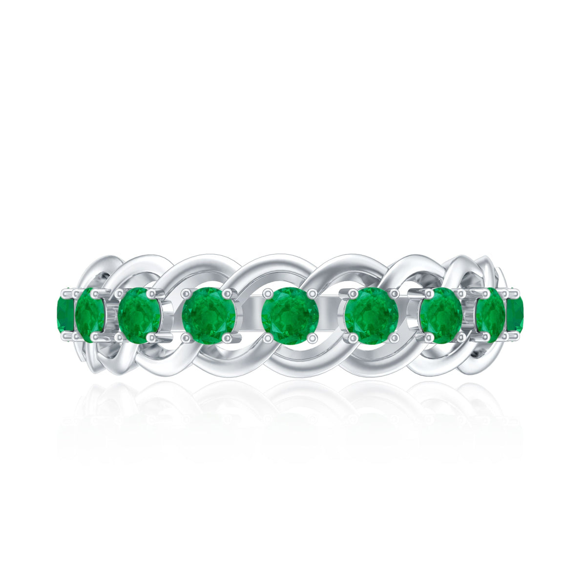 Genuine Green Emerald Braided Half Eternity Band