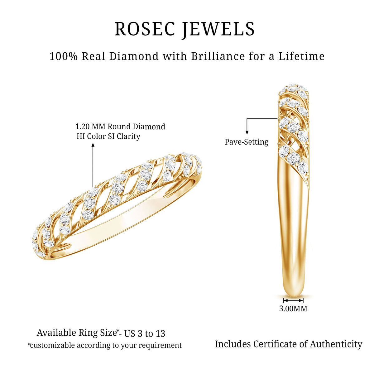 Elegant Round Shape Diamond Half Eternity Ring