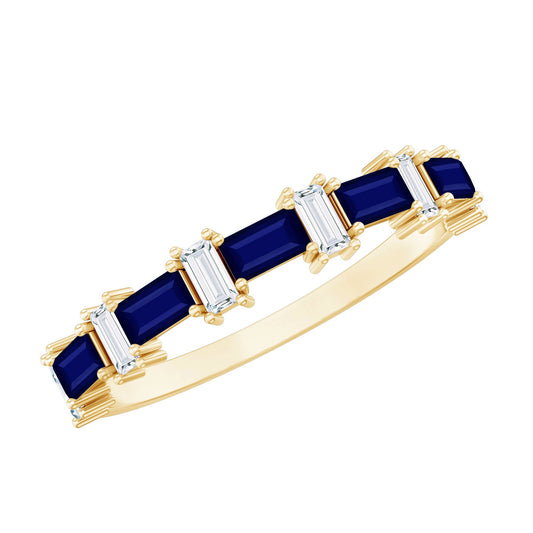 Blue Sapphire and Diamond Half Eternity Ring