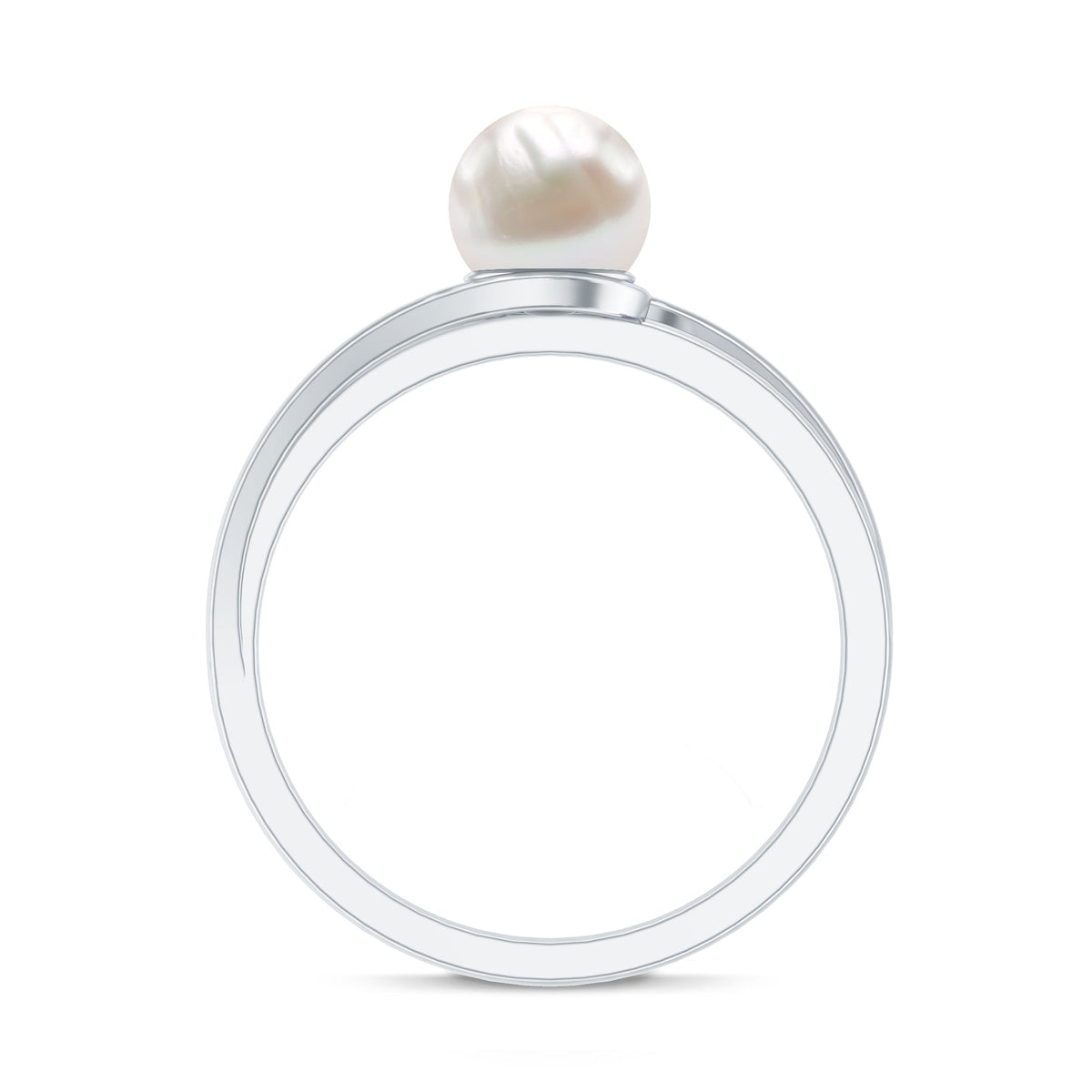 2 Carat Cultured Freshwater Pearl Solitaire Engagement Ring with Bypass Shank