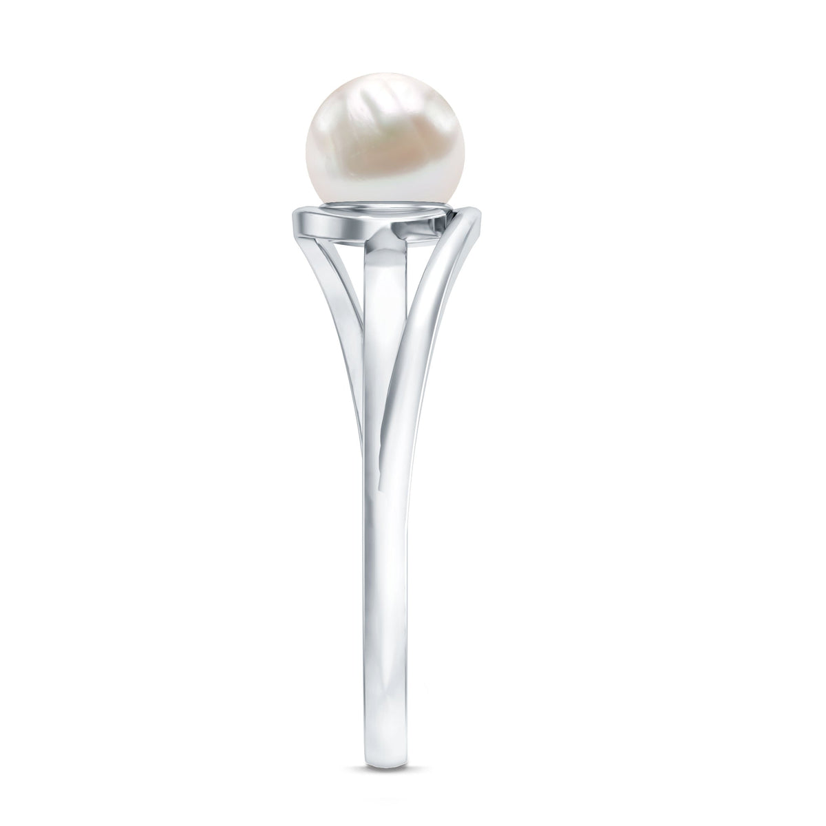 2 Carat Cultured Freshwater Pearl Solitaire Engagement Ring with Bypass Shank