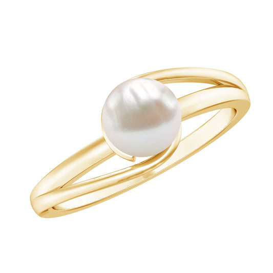 2 Carat Cultured Freshwater Pearl Solitaire Engagement Ring with Bypass Shank