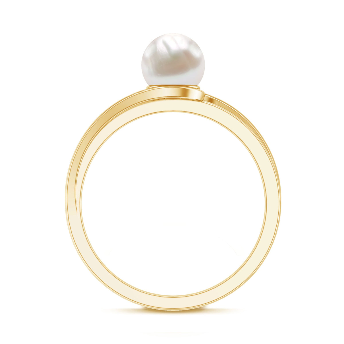 2 Carat Cultured Freshwater Pearl Solitaire Engagement Ring with Bypass Shank