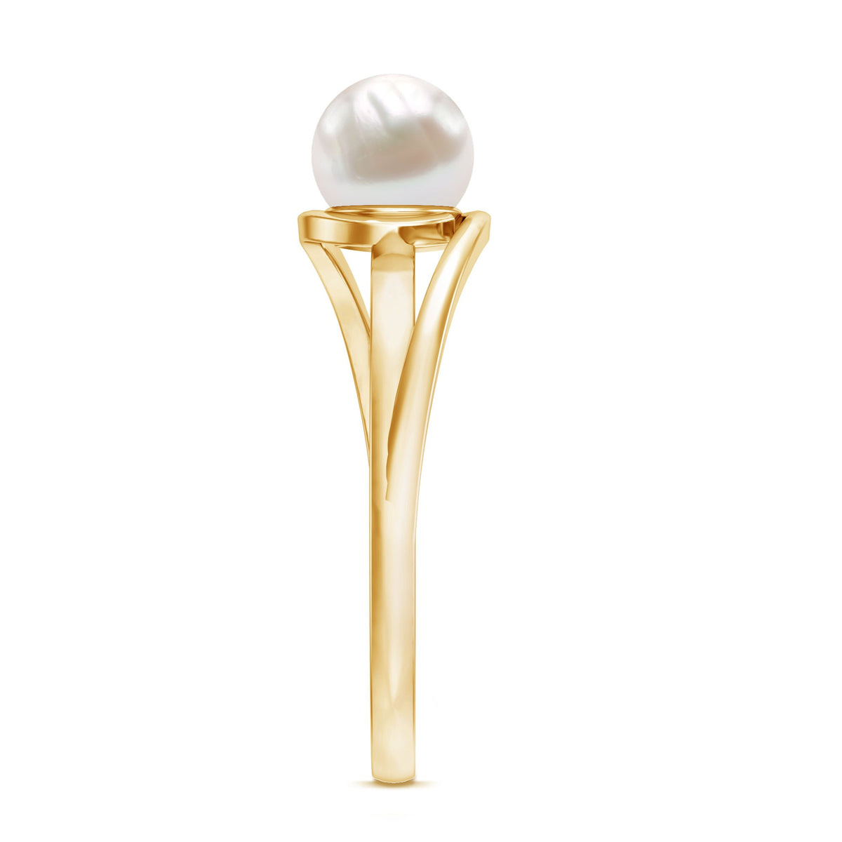 2 Carat Cultured Freshwater Pearl Solitaire Engagement Ring with Bypass Shank