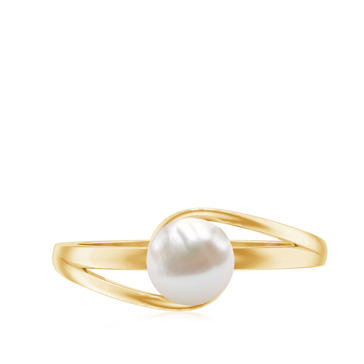 2 Carat Cultured Freshwater Pearl Solitaire Engagement Ring with Bypass Shank