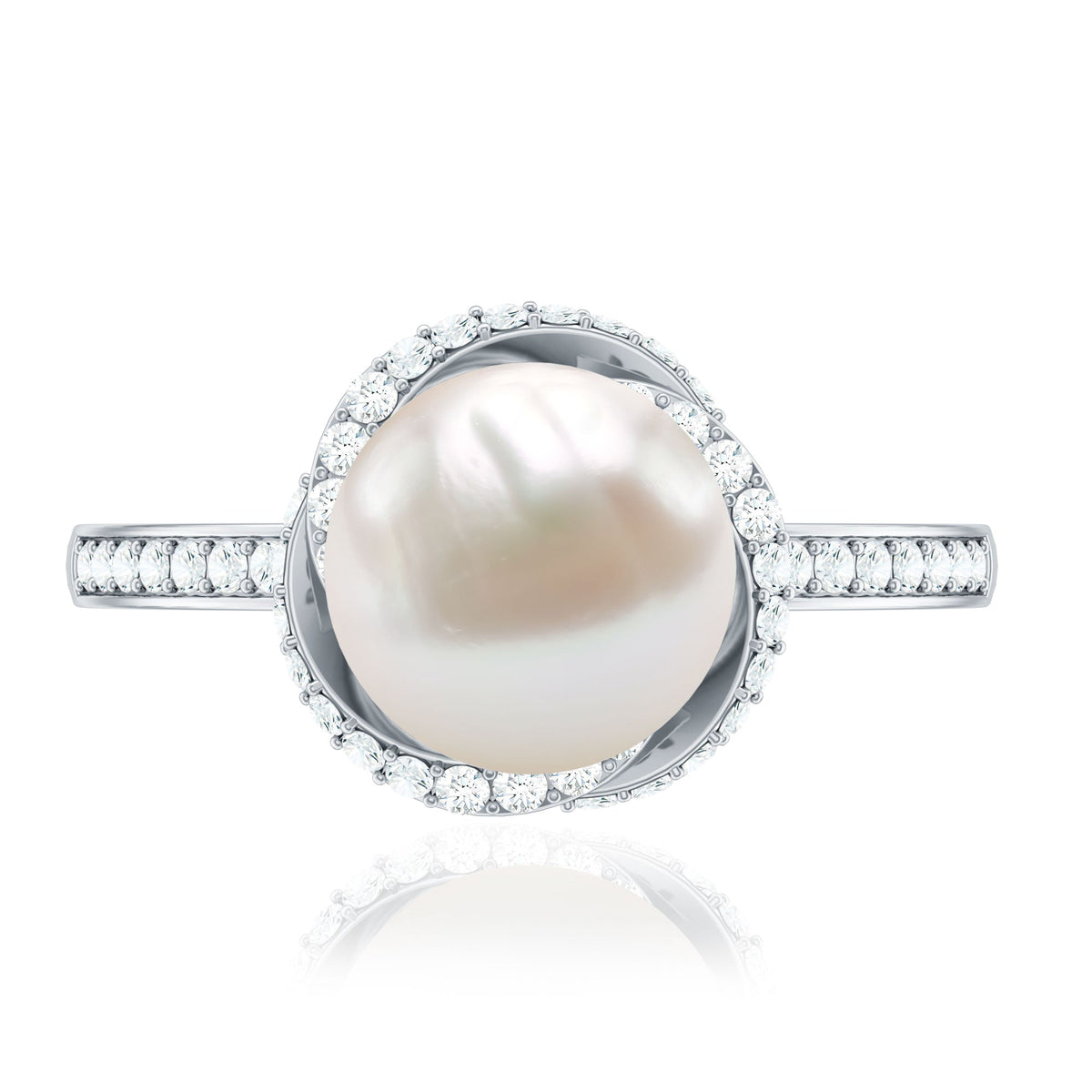 Designer 7.4 Carat Freshwater Pearl Engagement Ring with Diamond
