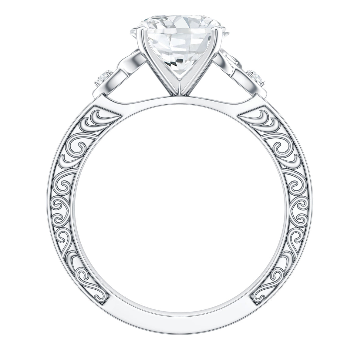 Antique Looking Round Moissanite Celtic Knot Engagement Ring