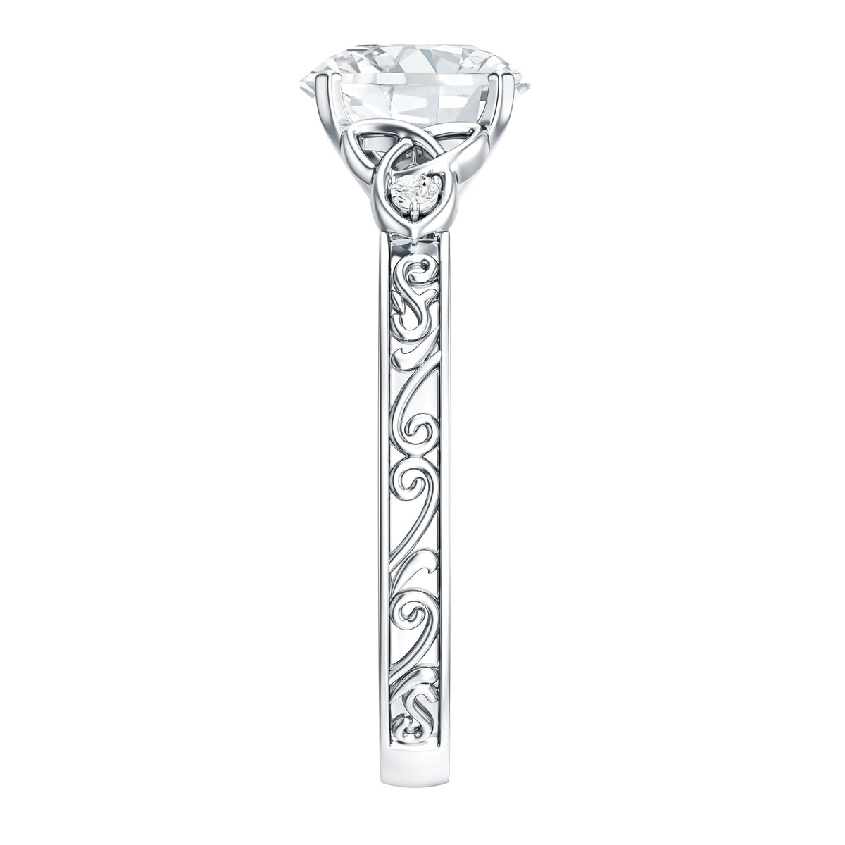 Antique Looking Round Moissanite Celtic Knot Engagement Ring