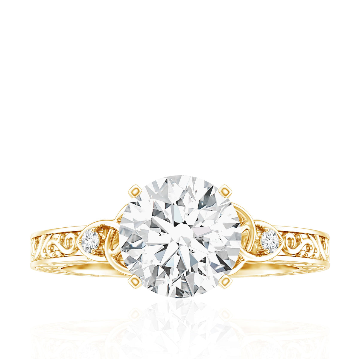 Antique Looking Round Moissanite Celtic Knot Engagement Ring