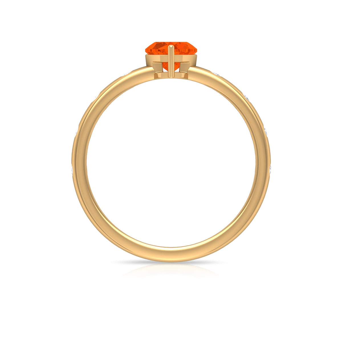 0.9 Carat Fire Opal Heart Engagement Ring with Diamond