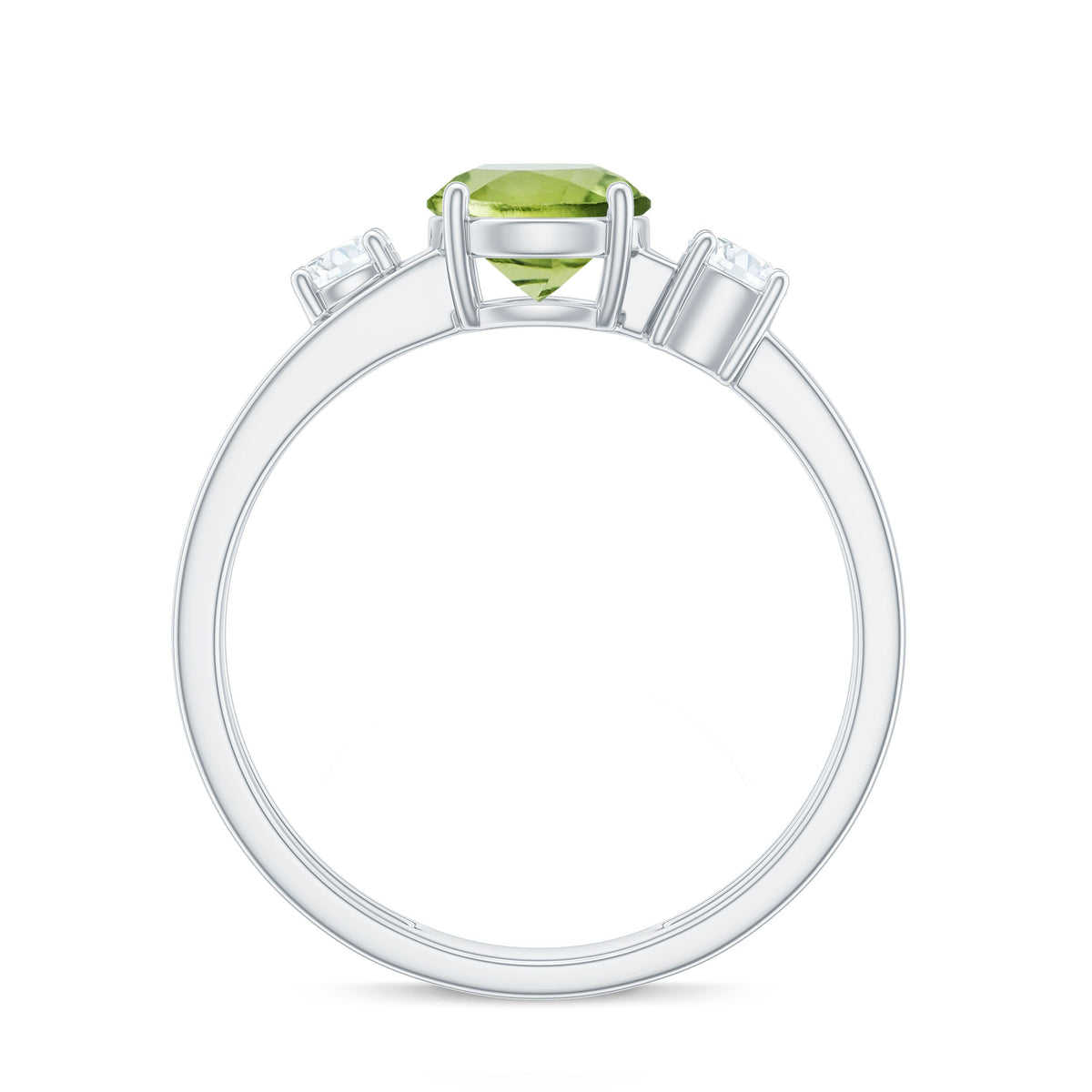 2 Carat Peridot Double Band Engagement Ring with Diamond