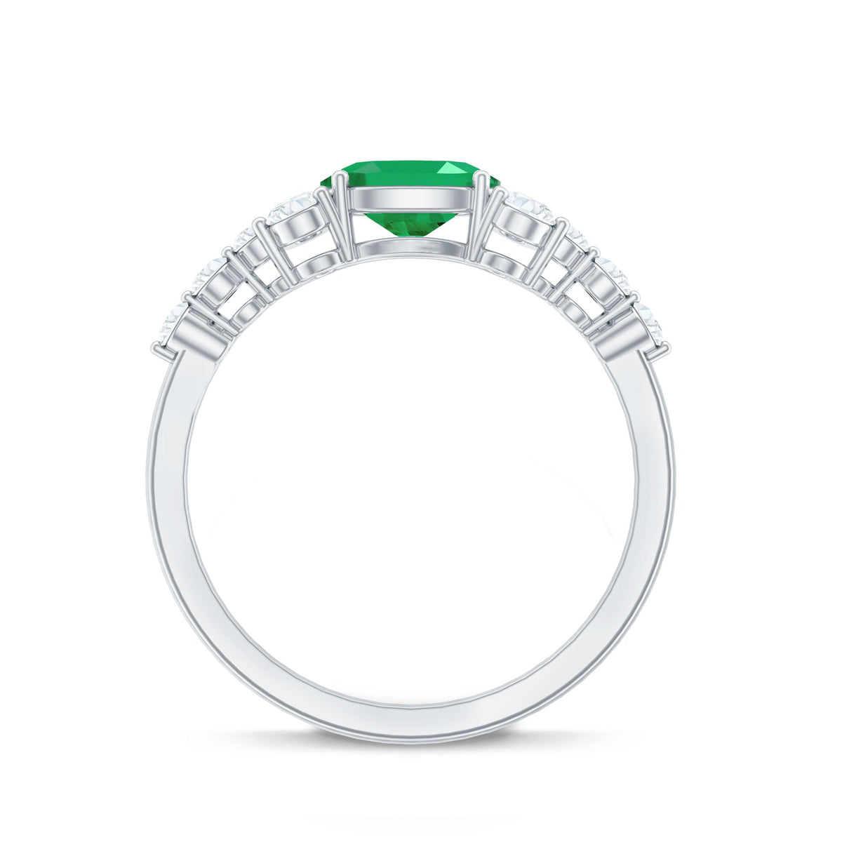 0.7 Carat Oval Cut Emerald Promise Ring with Diamond