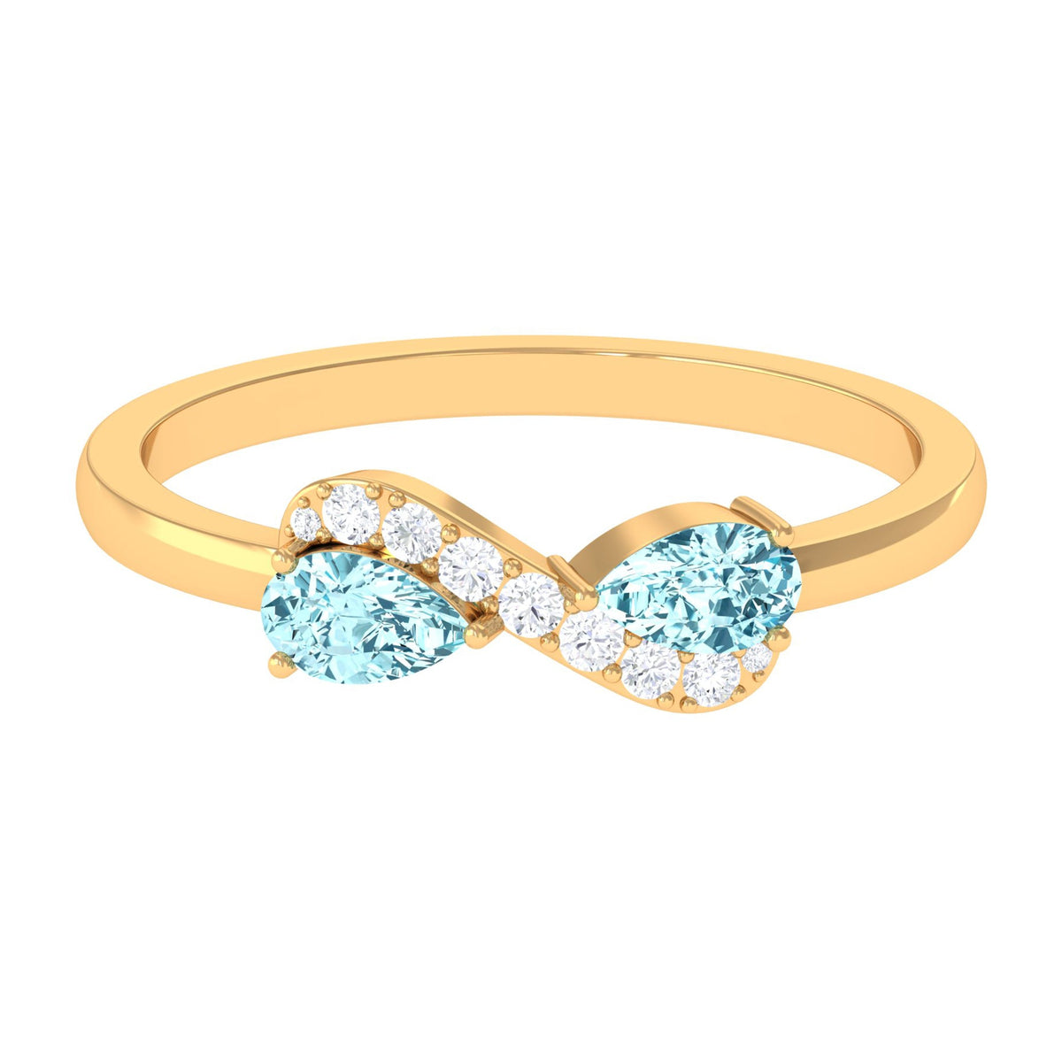 0.7 Carat Pear Aquamarine Infinity Promise Ring with Diamond