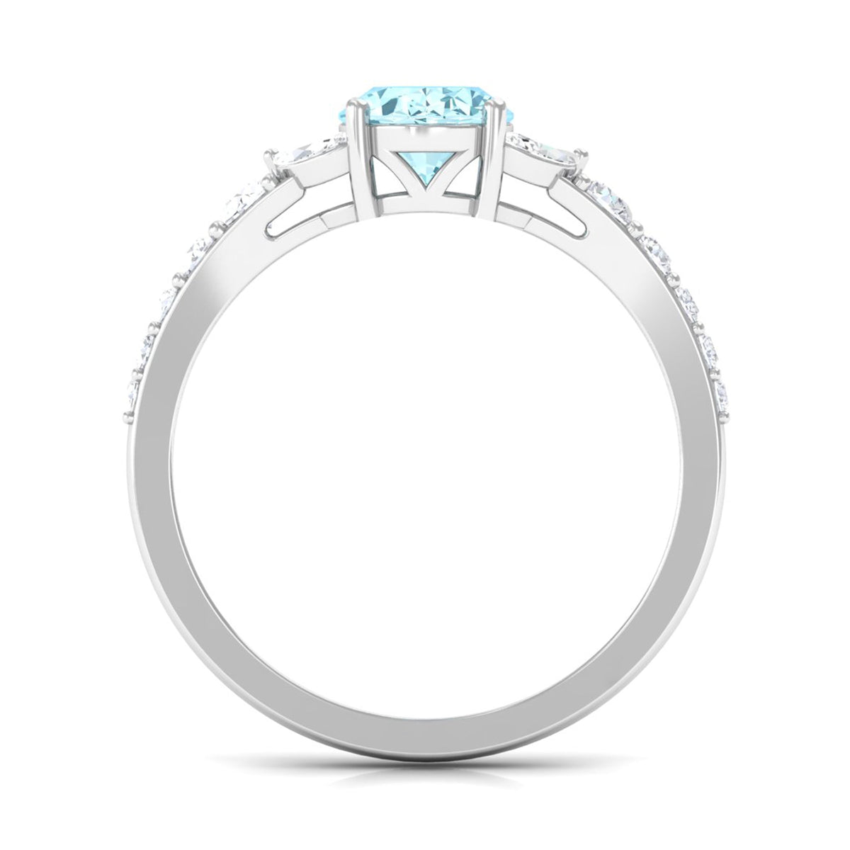 1 Carat Oval Aquamarine Engagement Ring with Diamond