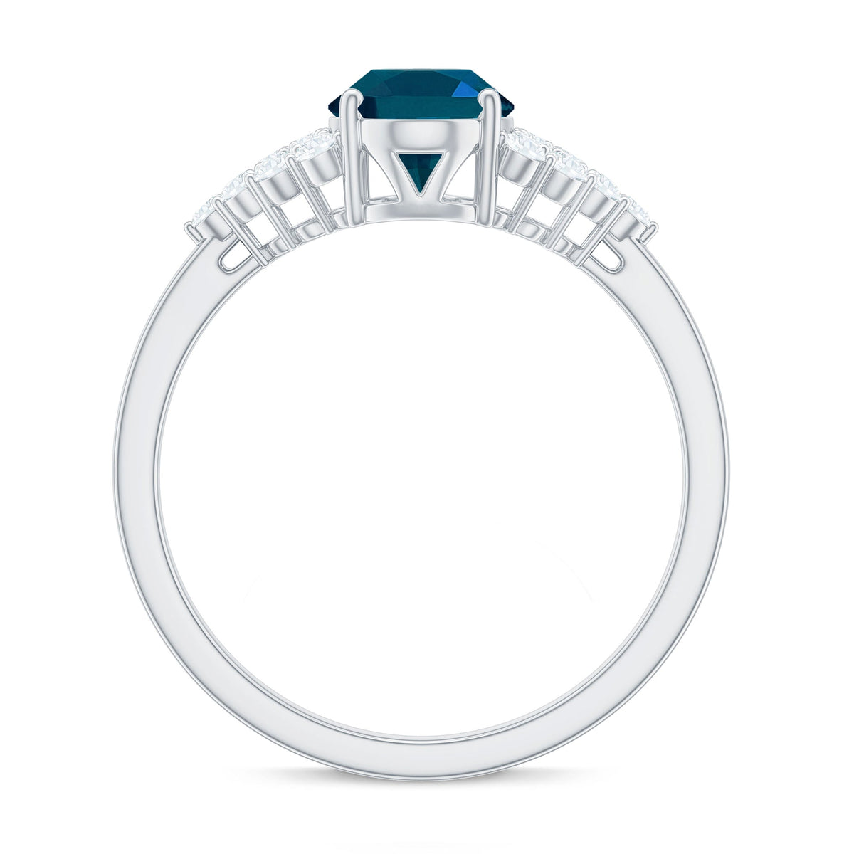1 Carat Oval Cut London Blue Topaz Classic Engagement Ring with Diamond