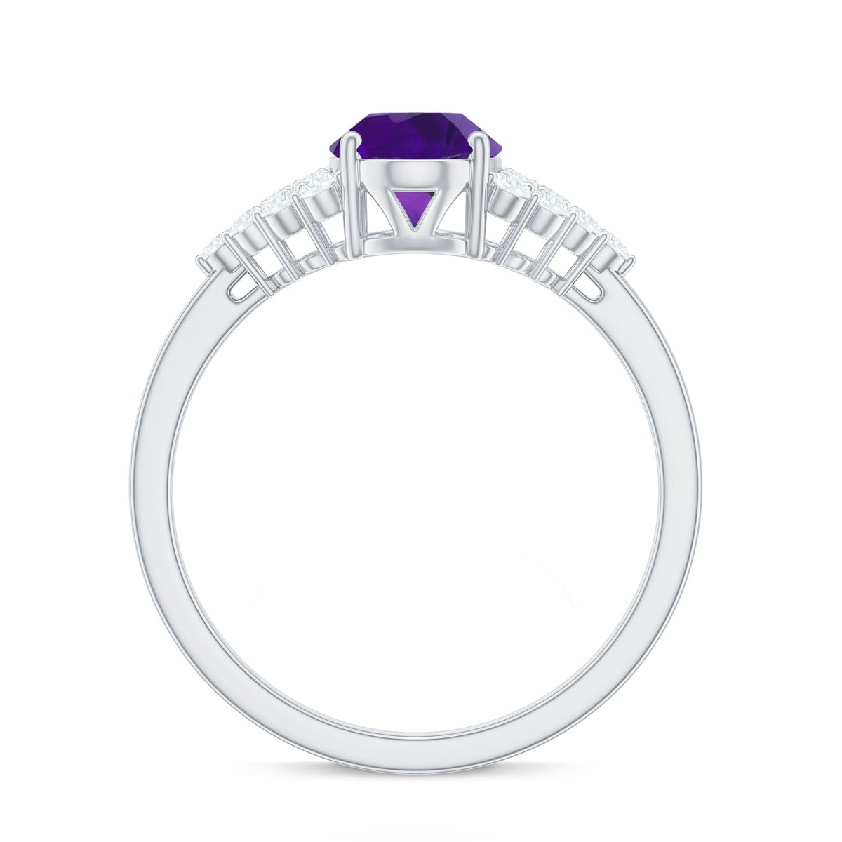 1 Carat Oval Amethyst Engagement Ring with Diamond
