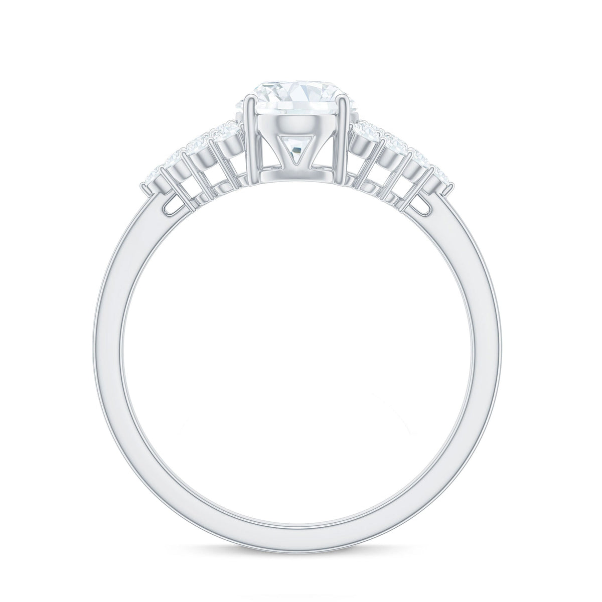 1.2 Carat Oval Moissanite Engagement Ring with Cluster Side Stones