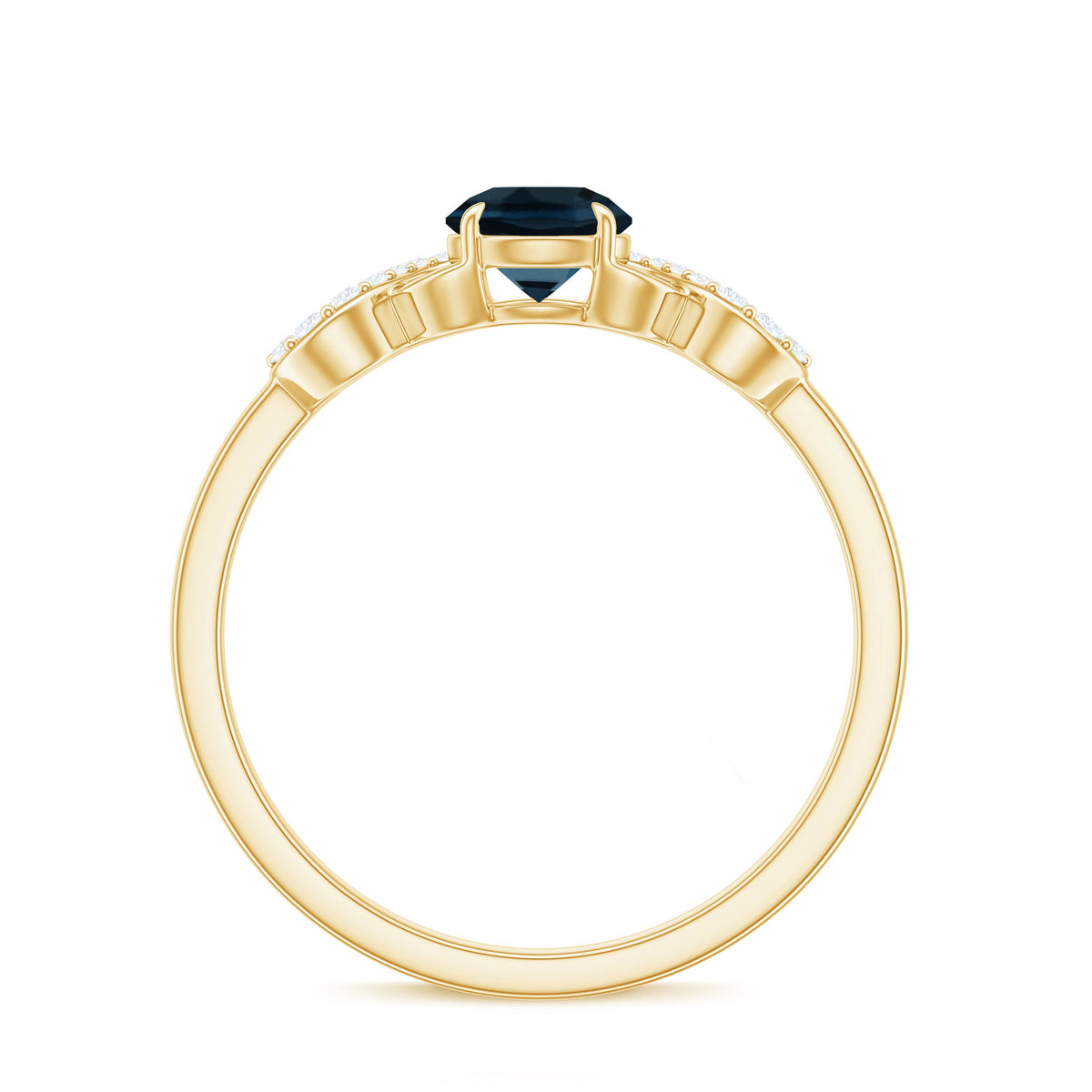 0.6 Carat Round London Blue Topaz Engagement Ring with Criss Cross Diamond