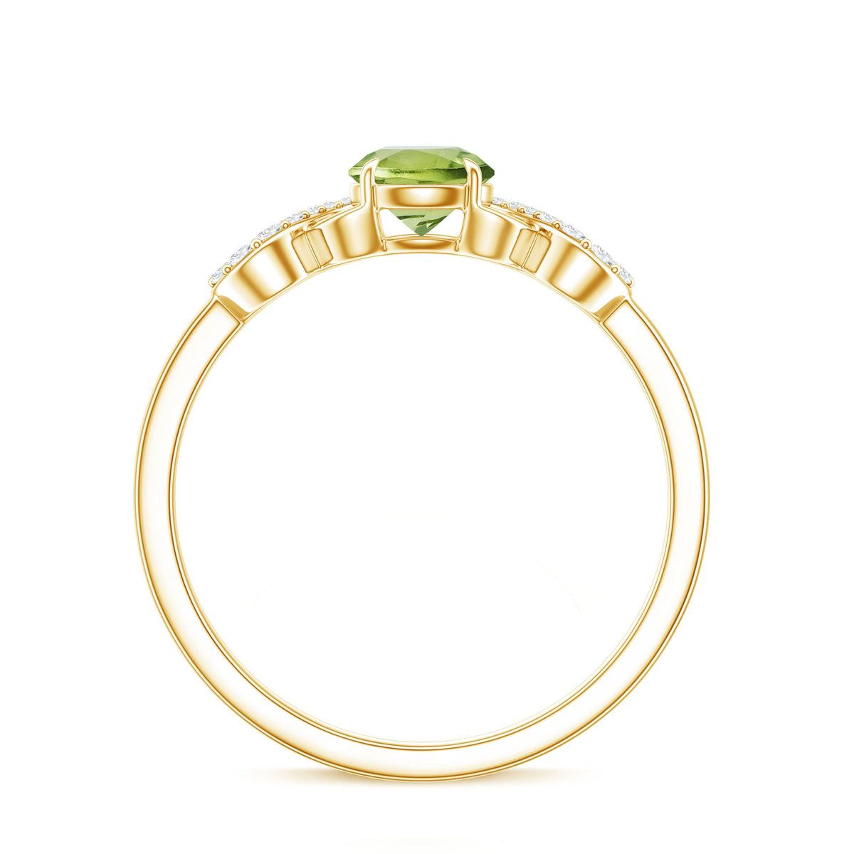 Half Carat Peridot Promise Ring with Diamond Infinity Knot