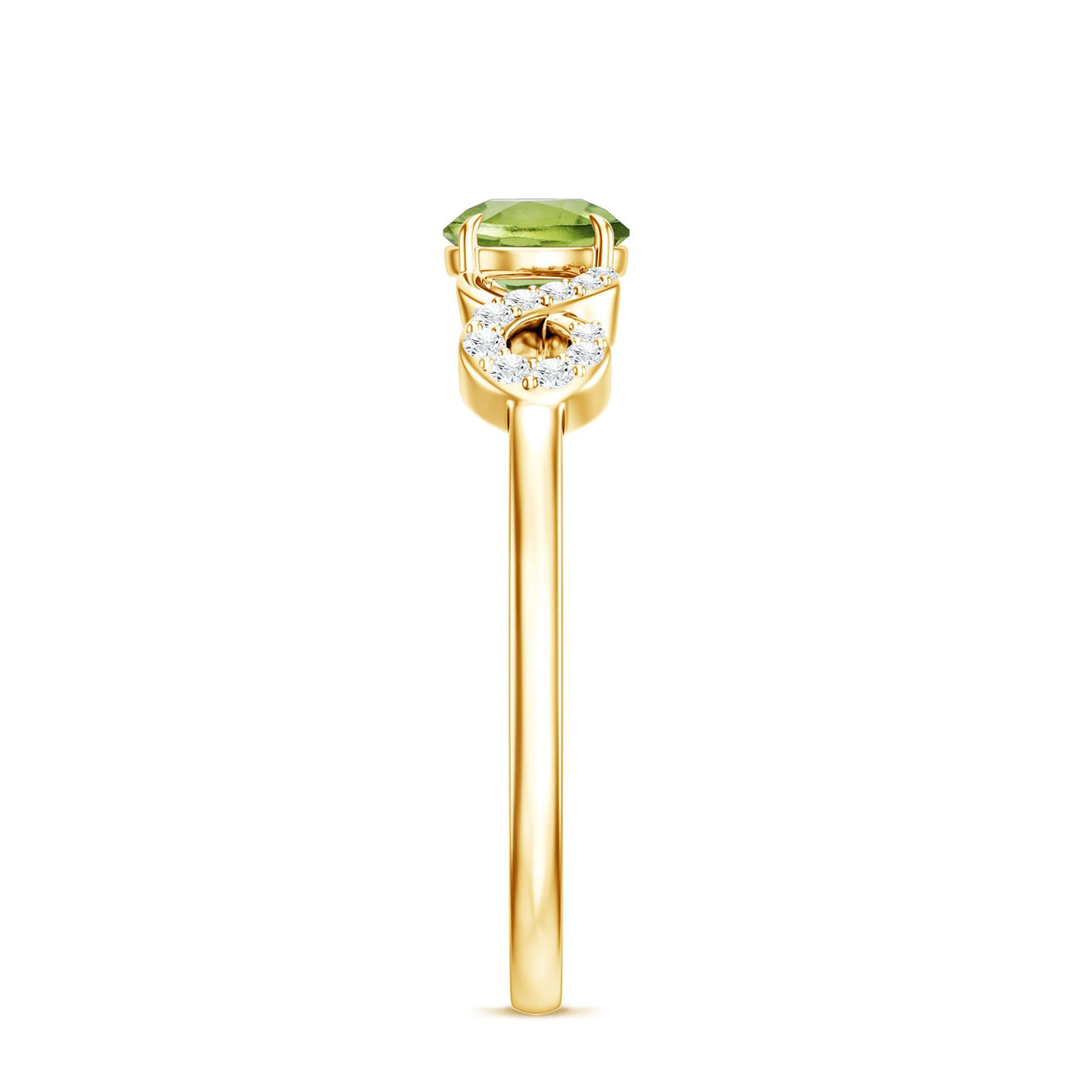 Half Carat Peridot Promise Ring with Diamond Infinity Knot