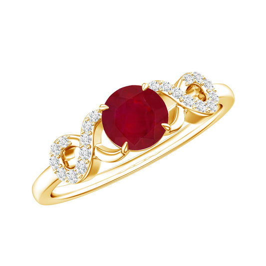 Criss Cross Promise Ring with Ruby and Diamond