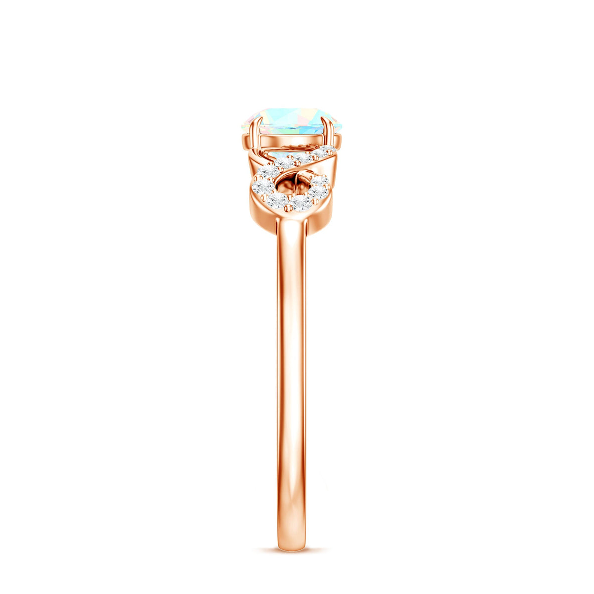 Certified Real Ethiopian Rainbow Opal Diamond Engagement Ring with Criss Cross Shank