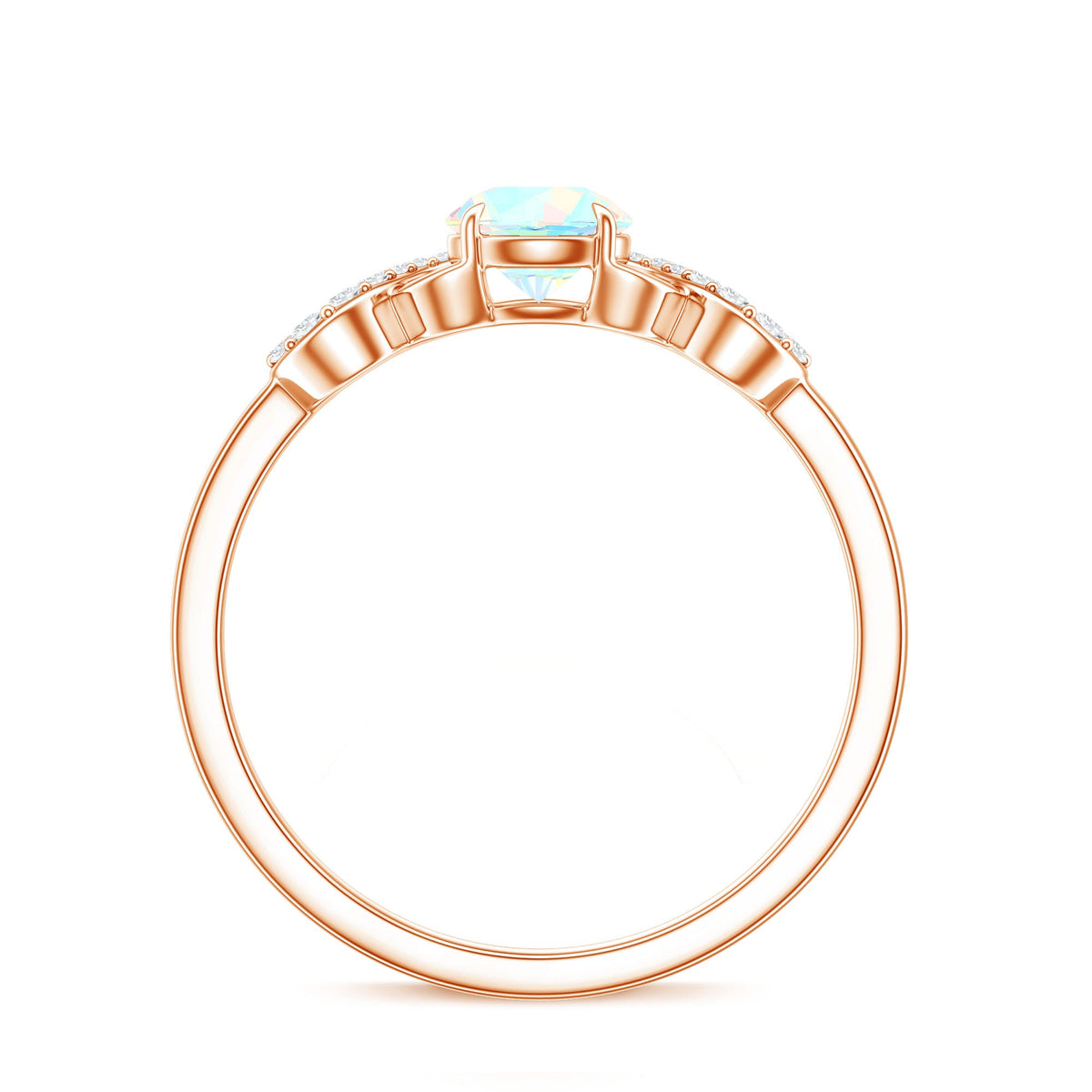Certified Real Ethiopian Rainbow Opal Diamond Engagement Ring with Criss Cross Shank