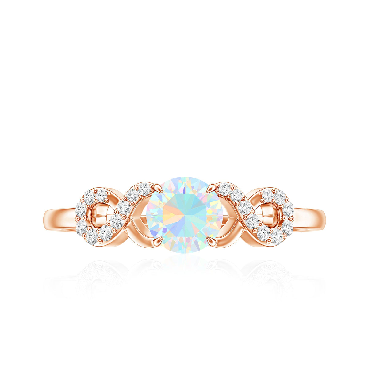 Certified Real Ethiopian Rainbow Opal Diamond Engagement Ring with Criss Cross Shank
