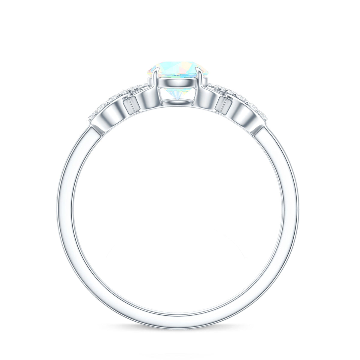 Certified Real Ethiopian Rainbow Opal Diamond Engagement Ring with Criss Cross Shank