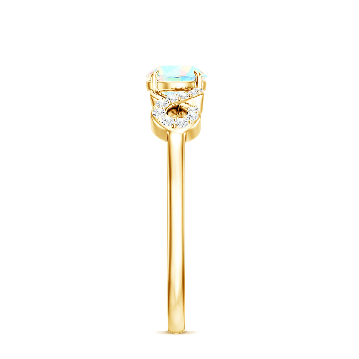 Certified Real Ethiopian Rainbow Opal Diamond Engagement Ring with Criss Cross Shank