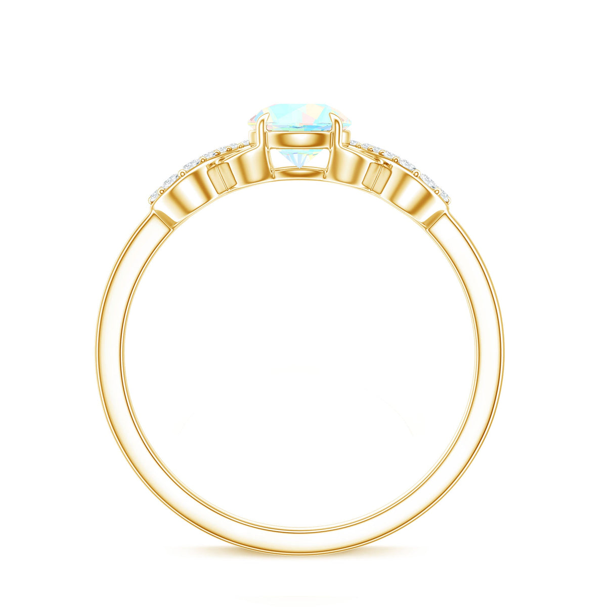 Certified Real Ethiopian Rainbow Opal Diamond Engagement Ring with Criss Cross Shank