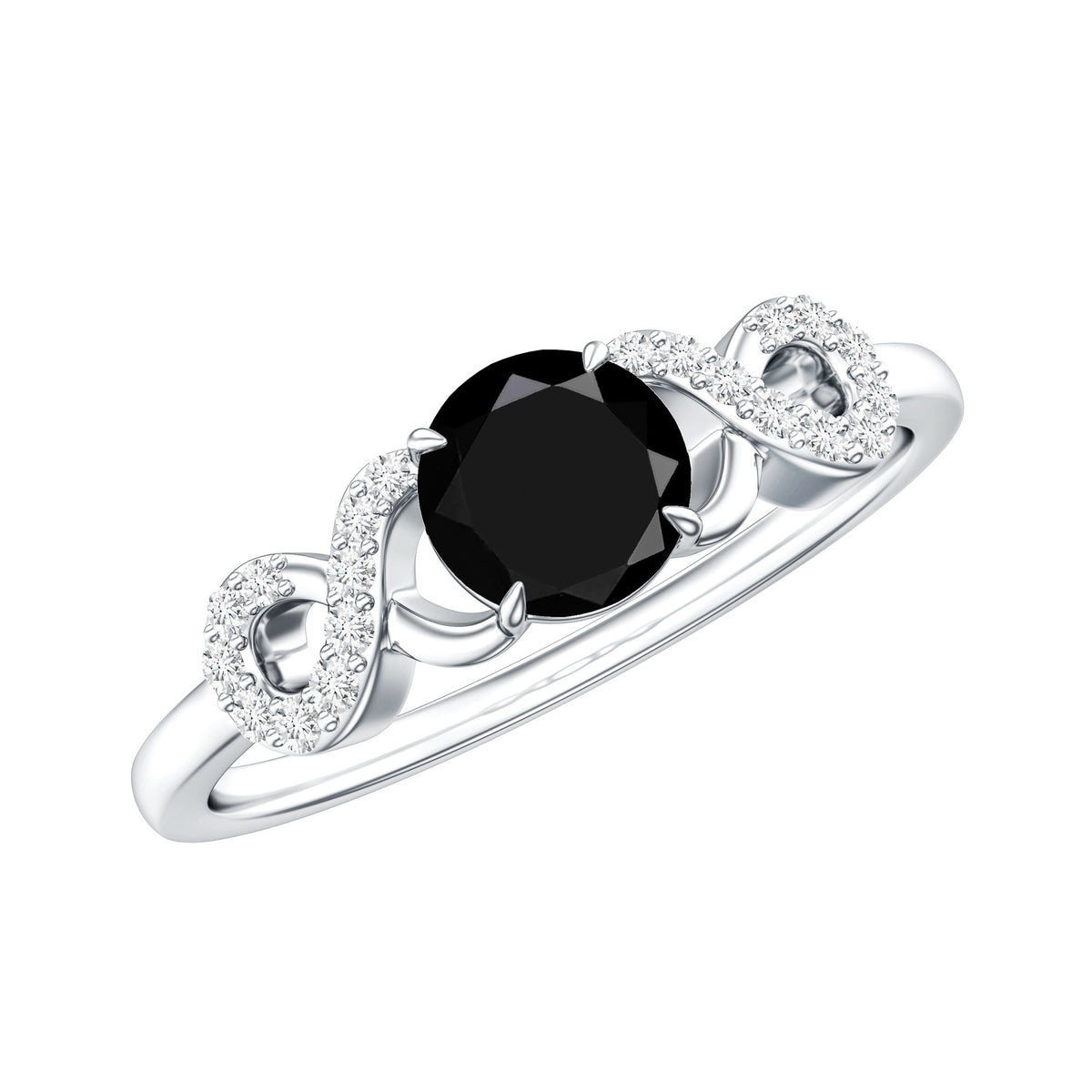 0.45 Carat Black Onyx and Diamond Criss Cross Engagement Ring