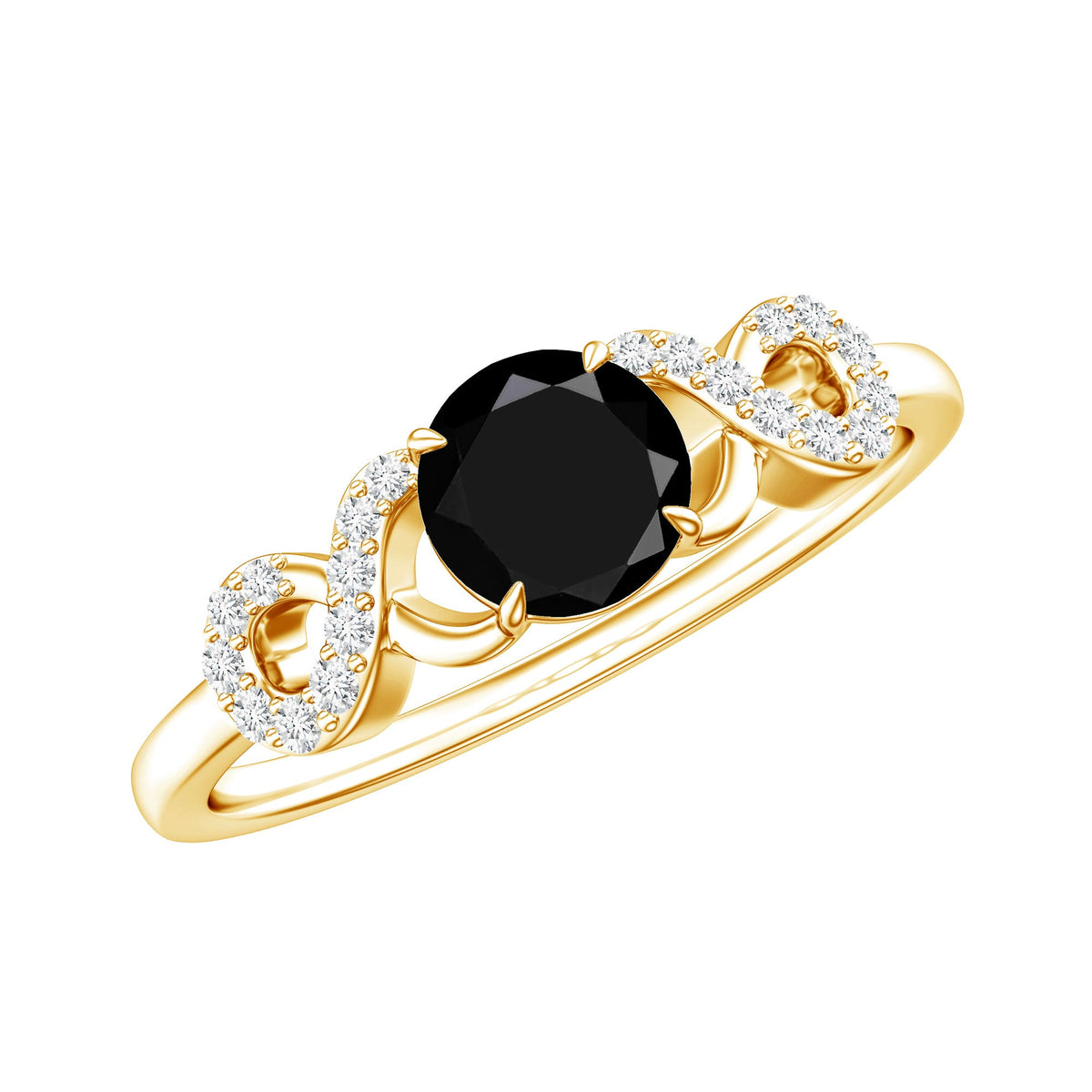 0.45 Carat Black Onyx and Diamond Criss Cross Engagement Ring