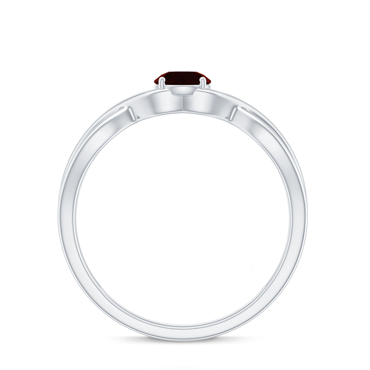 Genuine 2.3 Carat Garnet Solitaire Engagement Ring with Crossover Shank