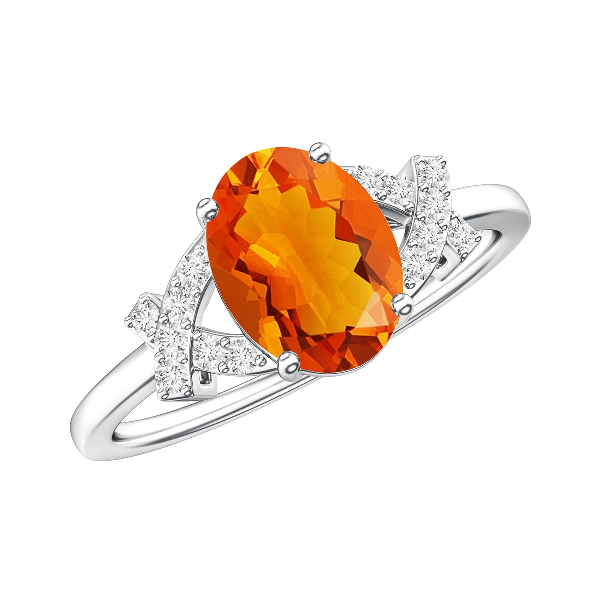 1 Carat Oval Fire Opal and Diamond Engagement Ring with Split Shank