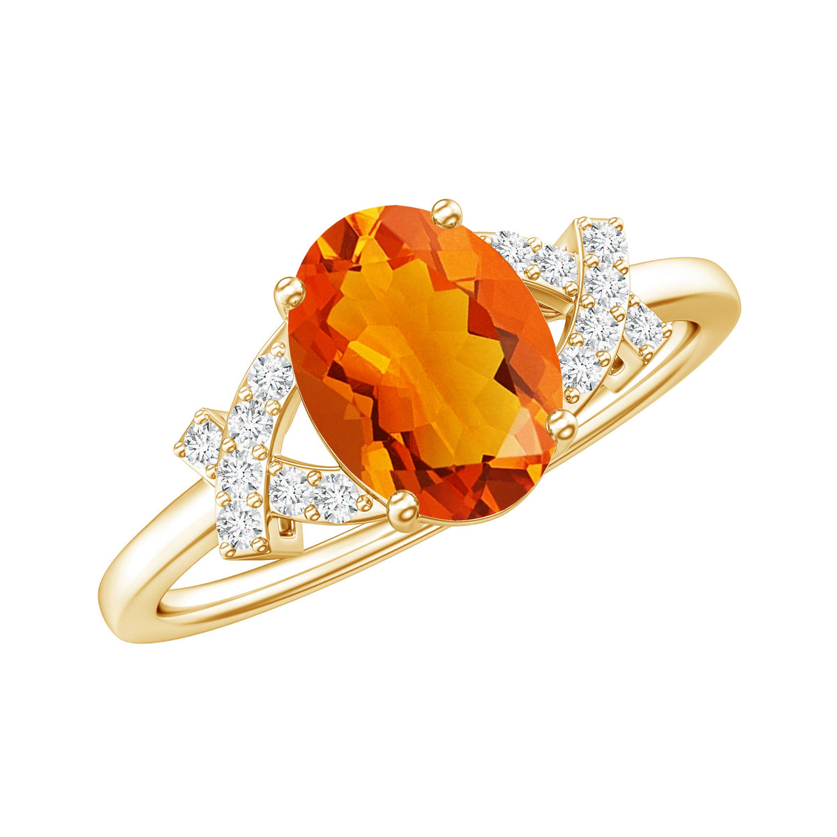 1 Carat Oval Fire Opal and Diamond Engagement Ring with Split Shank