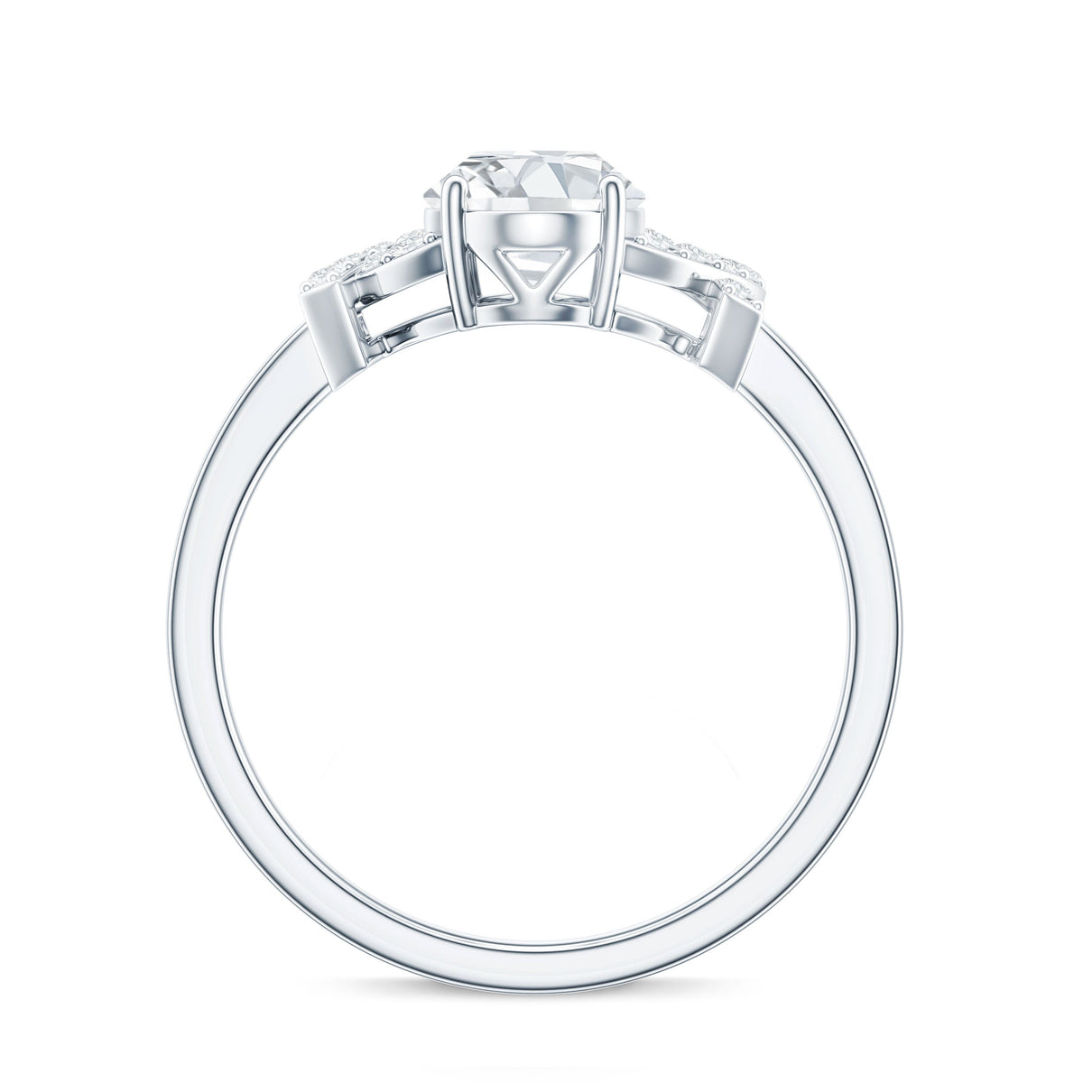 Certified Moissanite Oval Engagement Ring in Split Shank