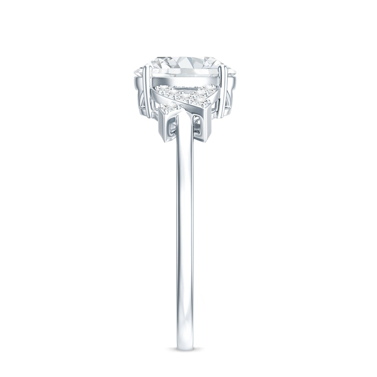 Certified Moissanite Oval Engagement Ring in Split Shank