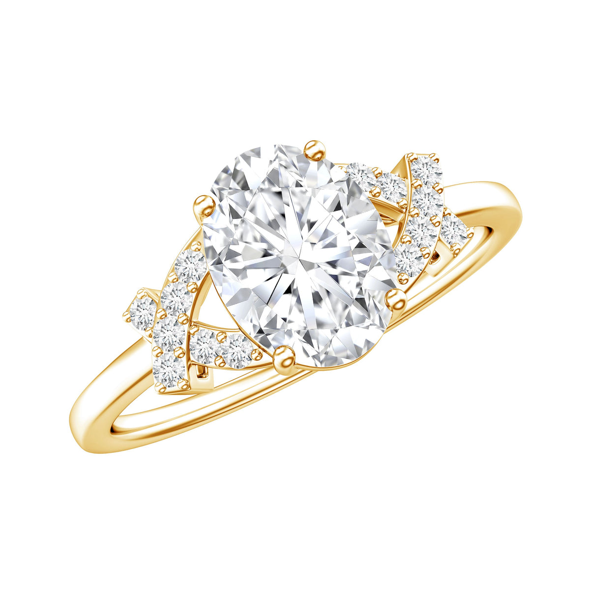 Certified Moissanite Oval Engagement Ring in Split Shank